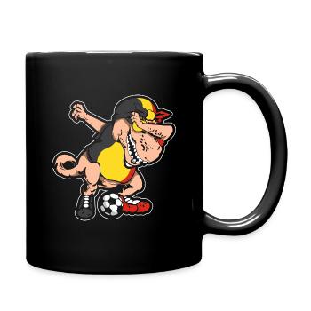 Fußballfan Tyrannosaurus T Rex Fußball Belgien - Tasse einfarbig - Schwarz - Rechts