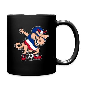Fußballfan Tyrannosaurus T Rex Fußball Serbien - Tasse einfarbig - Schwarz - Rechts