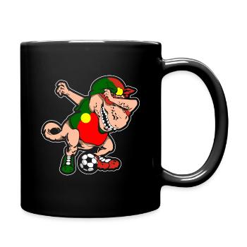 Fußballfan Tyrannosaurus T Rex Fußball Portugal - Tasse einfarbig - Schwarz - Rechts