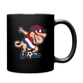 Fußballfan Tyrannosaurus T Rex Fußball Niederlande - Tasse einfarbig - Schwarz - Rechts