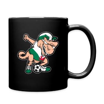 Fußballfan Tyrannosaurus T Rex Fußball Wales - Tasse einfarbig - Schwarz - Rechts