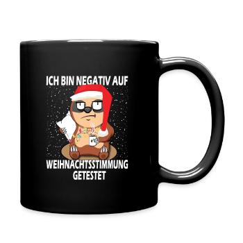 Negativ auf Weihnachtstimmung gestestet Faultier - Tasse einfarbig - Schwarz - Rechts