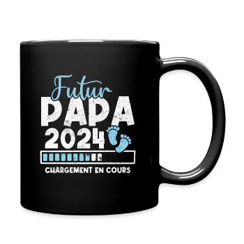 Futur papa 2024 chargement en cours - Mug uni - noir - Droite