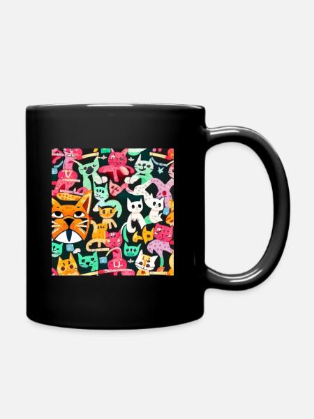 cat art - Full Colour Mug - black