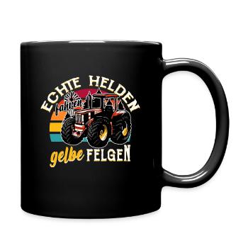 Traktor Trecker Echte Helden Fahren Gelbe Felgen - Tasse einfarbig - Schwarz - Rechts