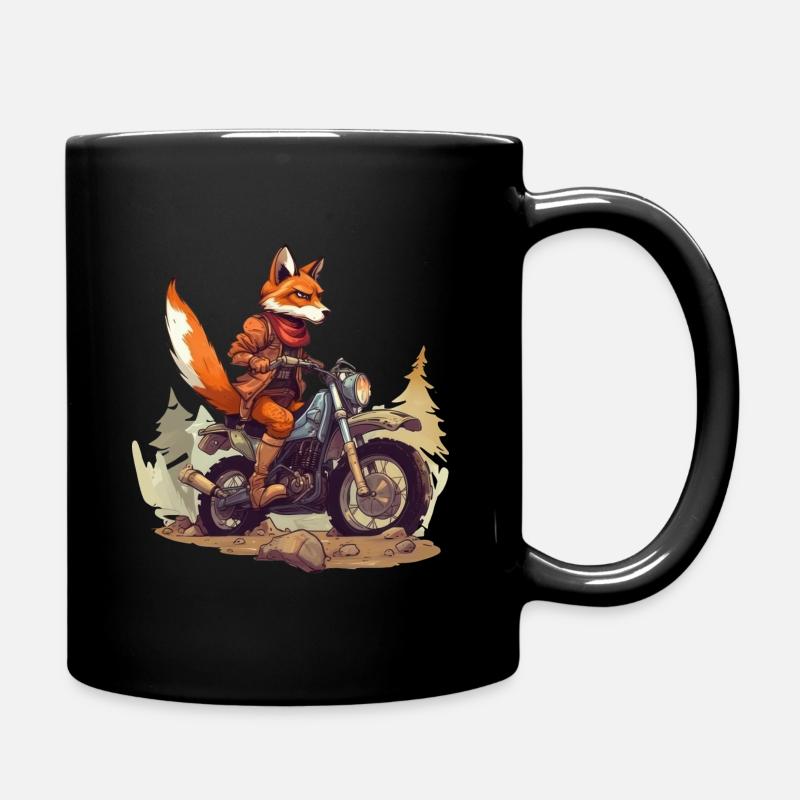 Motorcycle Fox - Full Colour Mug - black