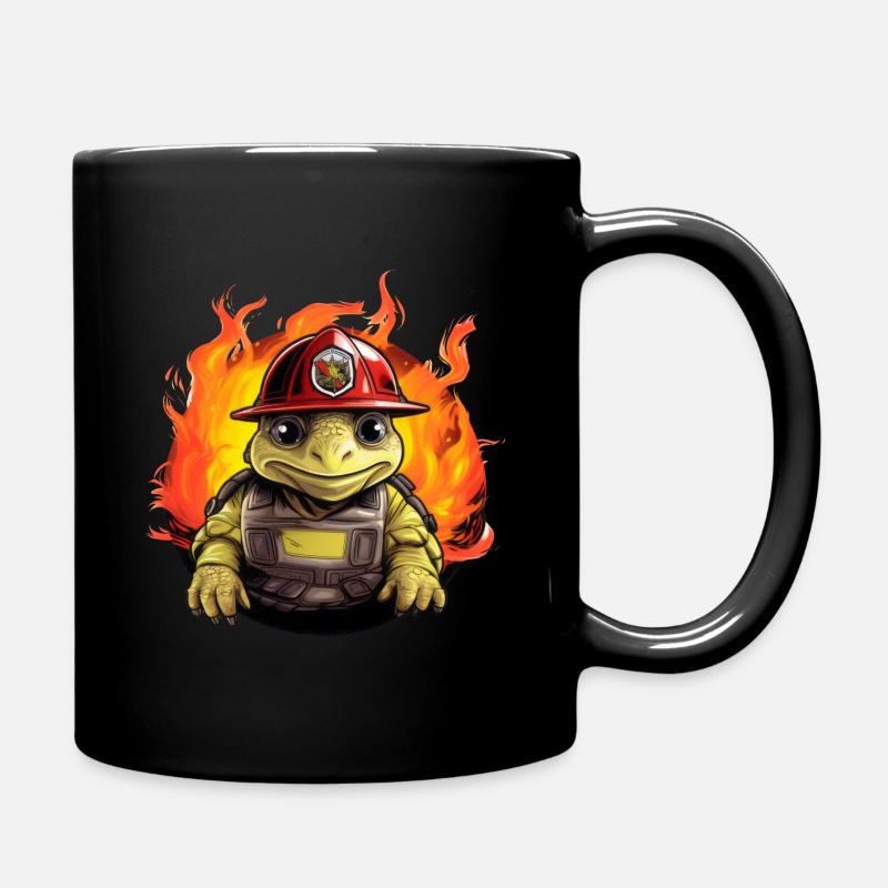 Feuerwehr Schildkröte - Tasse einfarbig - Schwarz