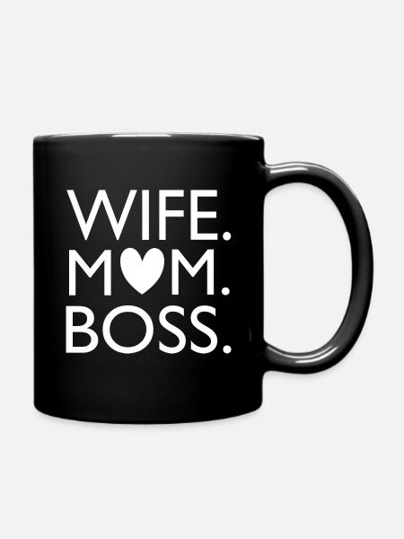 wife mom - Tasse einfarbig - Schwarz