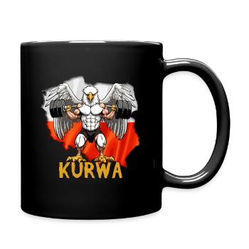 Squat- Polnischer Adler mit Flagge - Tasse einfarbig - Schwarz - Rechts