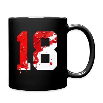 NON. 18 NUMÉRO 18 ROUGE BLANC 18E ANNIVERSAIRE - Mug uni - noir - Droite