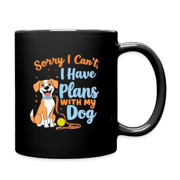 Thème amusant « Désolé, j’ai des projets avec mon chien » - Mug uni - noir - Droite