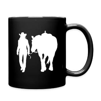 Westernreiten Westerngirl mit Pferd - Tasse einfarbig - Schwarz - Rechts