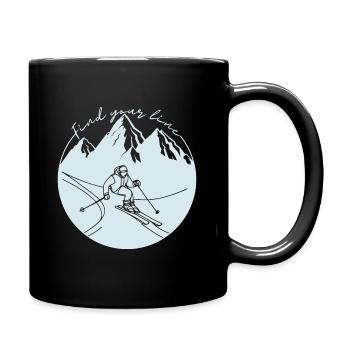 Finden Sie Ihre Linie - Ski Alpin - Tasse einfarbig - Schwarz - Rechts