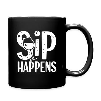 Sip Happens Simple Wine Drinker Logo - Full Colour Mug - black - Right
