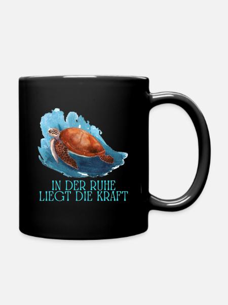 In the peace lies the power of the turtle - Full Colour Mug - black