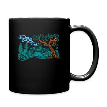 arbre dans la colline - Mug uni - noir - Droite