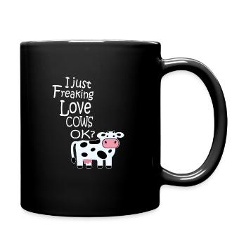 I just freaking love cows Geschenk bauer kuh liebe - Tasse einfarbig - Schwarz - Rechts