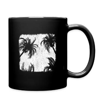 Palm Palm Trees Sunset Beach Retro - Full Colour Mug - black - Right