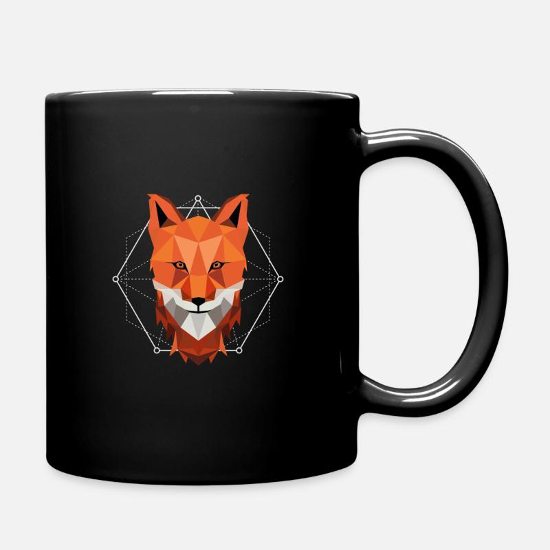Low poly fox - Full Colour Mug - black