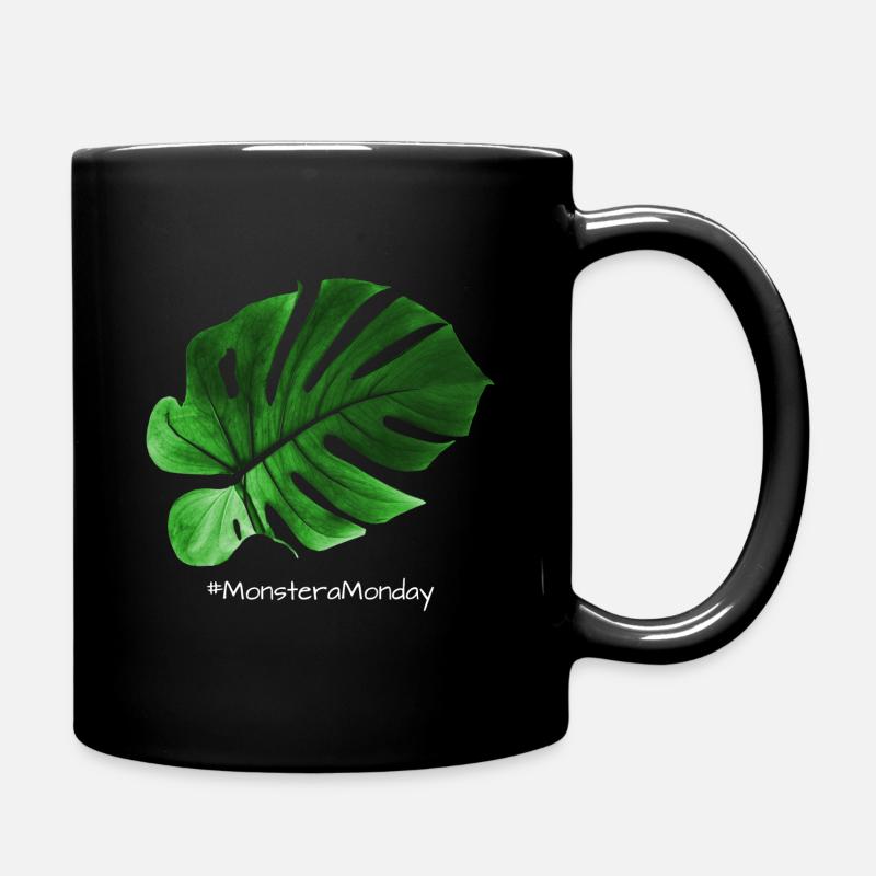 MonsteraMonday - Greenwhite - Full Colour Mug - black