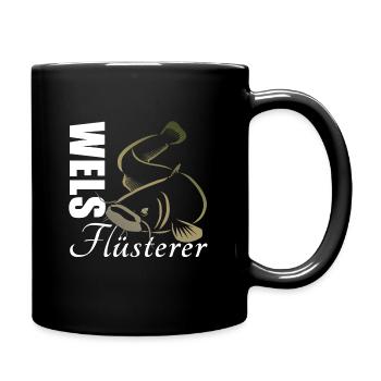 Wels Flüsterer – Welsangeln - Tasse einfarbig - Schwarz - Rechts