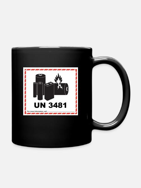 Panneau de danger lithium-ion Baterrie Akku UN3481 - Mug uni - noir