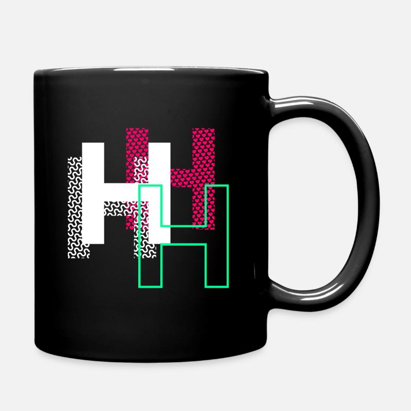 Buchstabe H - Design Geschenk - Tasse einfarbig - Schwarz