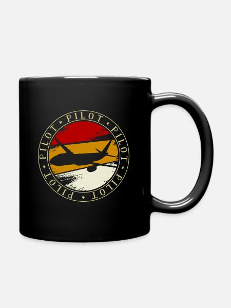 Pilot Retro Flugzeug Vintage Motiv - Tasse einfarbig - Schwarz
