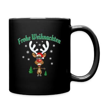 Frohe Weihnachten Rudolph das Rentier - Tasse einfarbig - Schwarz - Rechts