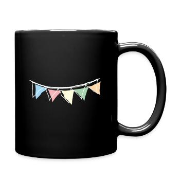 Wimpel Girlande _outline_white_pastel - Tasse einfarbig - Schwarz - Rechts