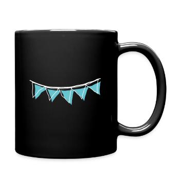 Wimpel Girlande _outline_white_blue - Tasse einfarbig - Schwarz - Rechts