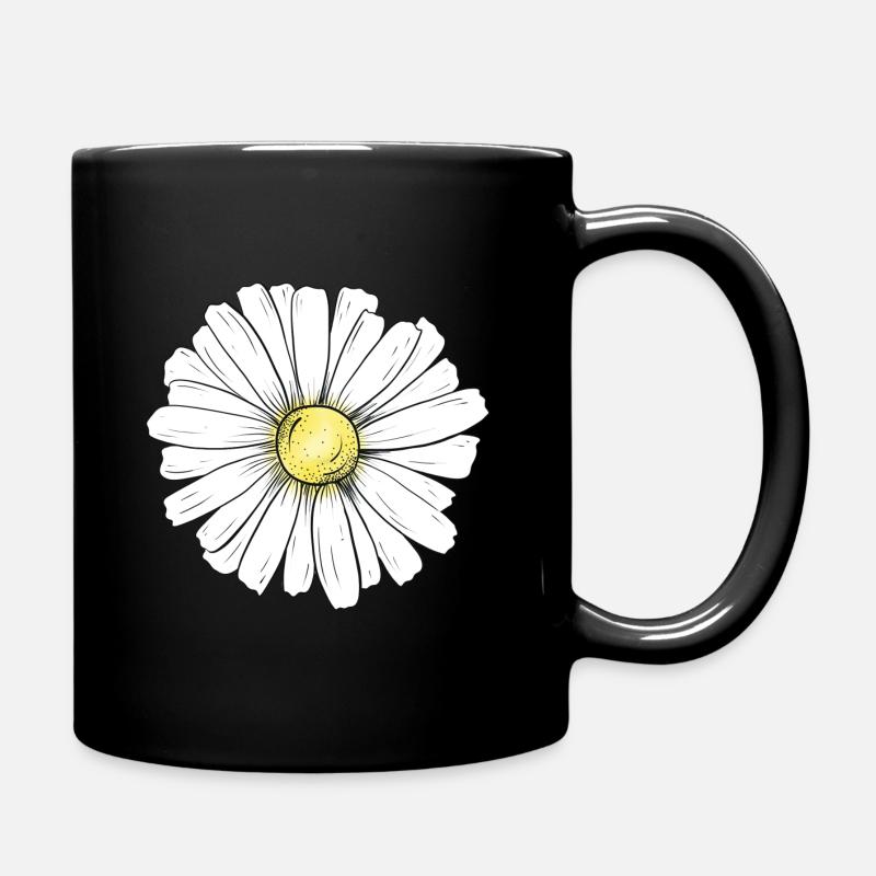 Minimalistisches Gänseblümchen - Tasse einfarbig - Schwarz