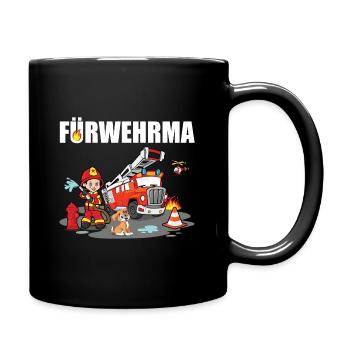 Feuerwehr Kinder Motiv im Vorarlberger Dialekt - Tasse einfarbig - Schwarz - Rechts
