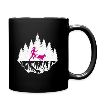 Canicross Geländelauf mit Hund Canicross Läuferin - Tasse einfarbig - Schwarz - Rechts