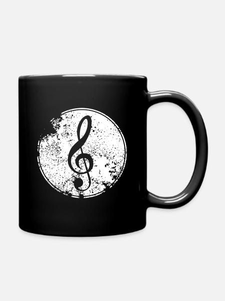 Notenschlüssel Vintage - Tasse einfarbig - Schwarz