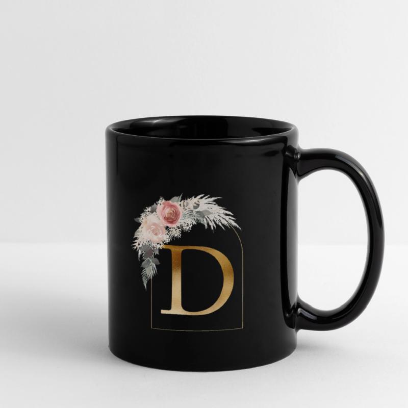 Customizable Monogram D Flower Arch Full Colour Mug