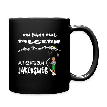 Ich bin dann mal pilgern Auf zum Jakobsweg - Tasse einfarbig - Schwarz - Rechts