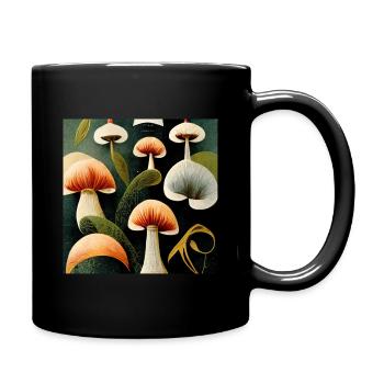 Botanical print with mushrooms and plants. - Full Colour Mug - black - Right