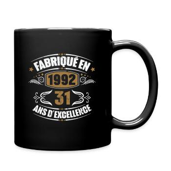 Cadeau d'anniversaire 31 ans, Fabriqué en 1992 - Mug uni - noir - Droite