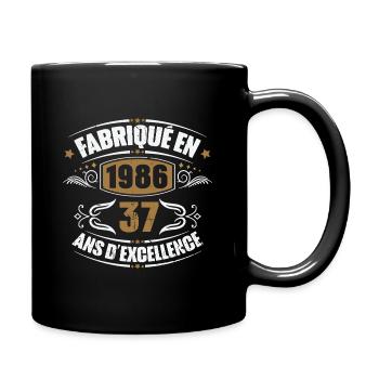 Cadeau d'anniversaire 37 ans, Fabriqué en 1986 - Mug uni - noir - Droite