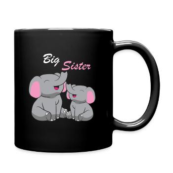 Elephants - Big Sister - Full Colour Mug - black - Right