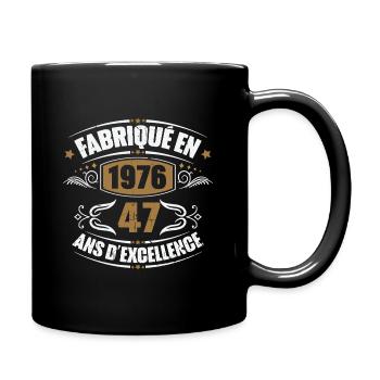 Cadeau d'anniversaire 47 ans, Fabriqué en 1976 - Mug uni - noir - Droite