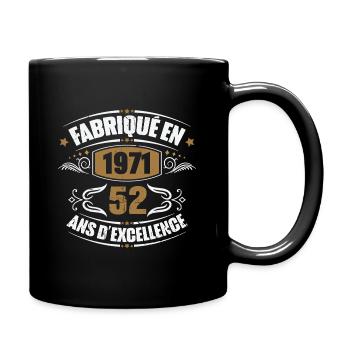 Cadeau d'anniversaire 52 ans, Fabriqué en 1971 - Mug uni - noir - Droite