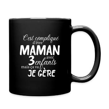 Maman 3 enfants famille nombreuse - Mug uni - noir - Droite