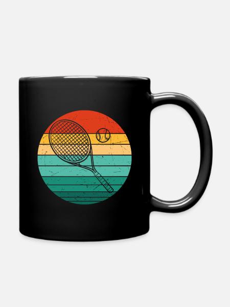 Retro Tennisschläger Tennis Tennisball Sport - Tasse einfarbig - Schwarz