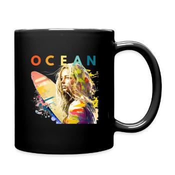 Surfeurs océaniques - Mug uni - noir - Droite