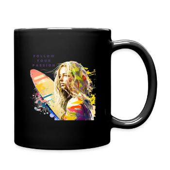 Follow your passion - Tasse einfarbig - Schwarz - Rechts