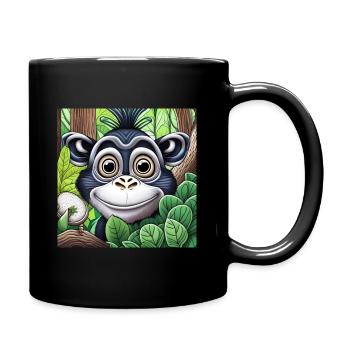 Singe heureux - Mug uni - noir - Droite