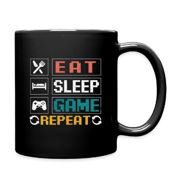 Manger, dormir, jouer, répéter - Mug uni - noir - Droite