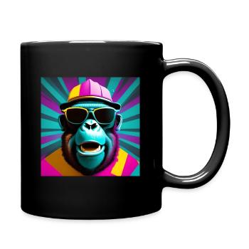 Monkey in the club - Full Colour Mug - black - Right